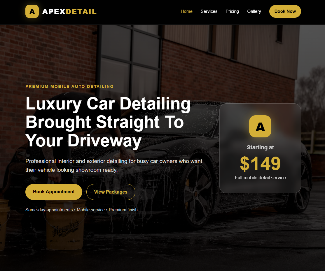 Apex Mobile Detailing Website Template preview
